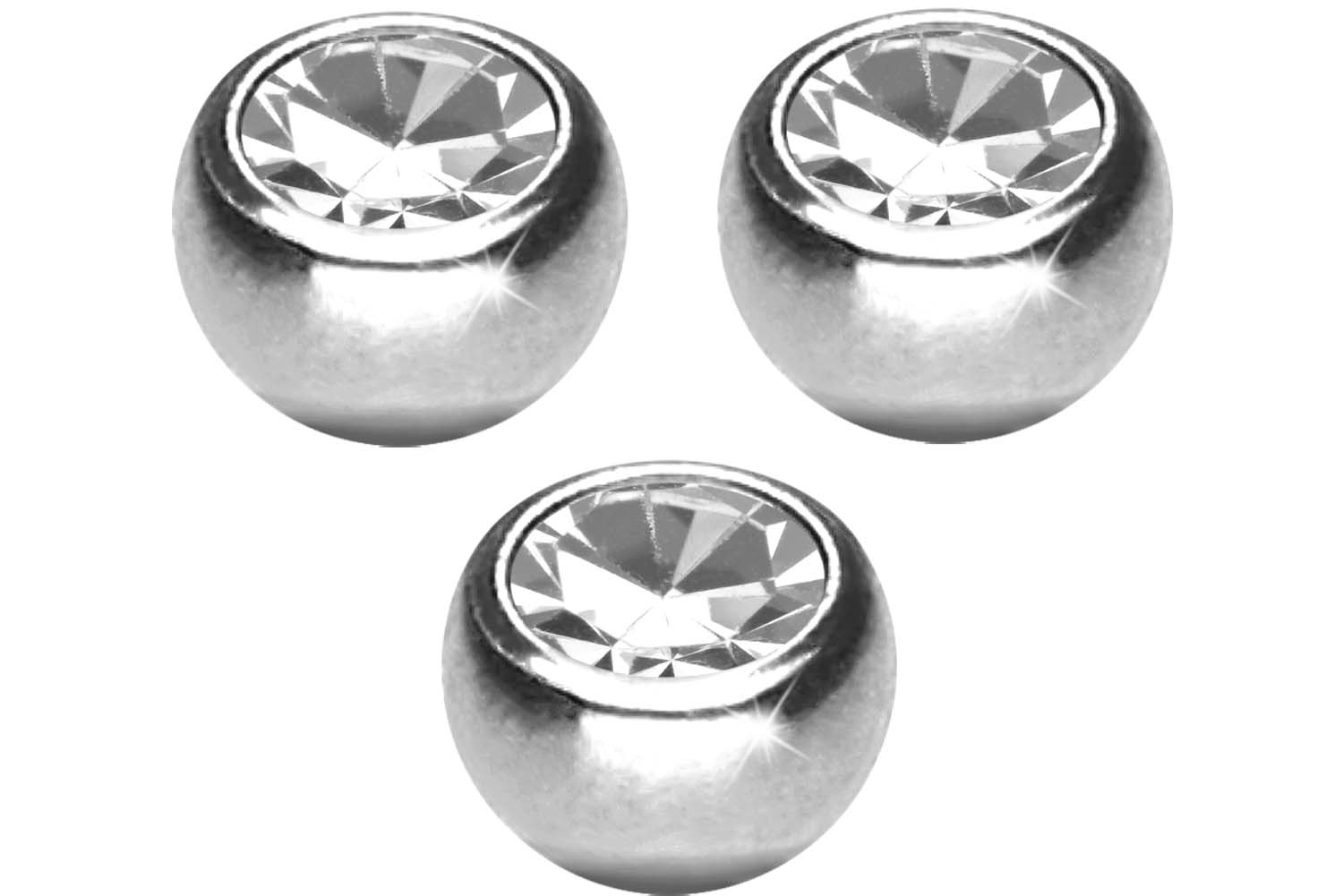 SET Titan Schraubkugel KRISTALL von Piercingline